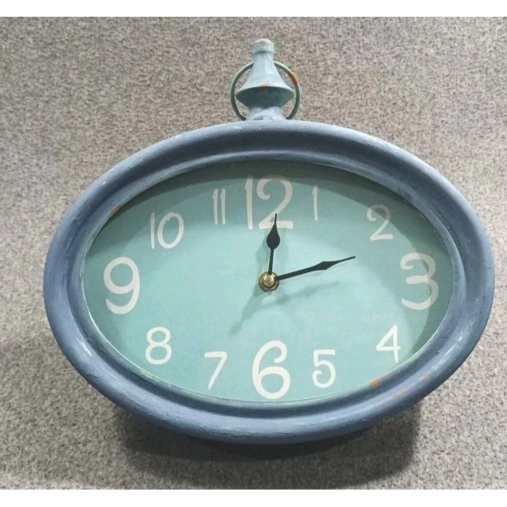 Retro Style Analog Turquoise Wall Clock  Farmhouse Cottagecore  Kitchen Time